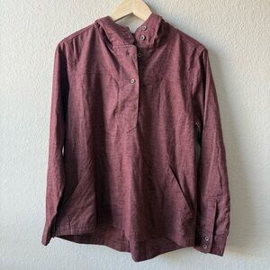 prAna‎ Shelton Maroon Hooded Pullover Shirt Size M